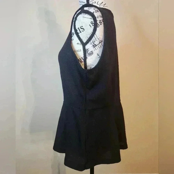 Elle Black Sleeveless Tank Top with Peplum Ruffle - Picture 8 of 12